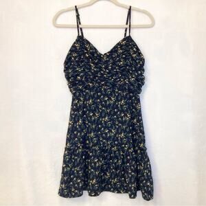 Y&I Boutique Navy and Floral Print Mini Skater Dress Size Small